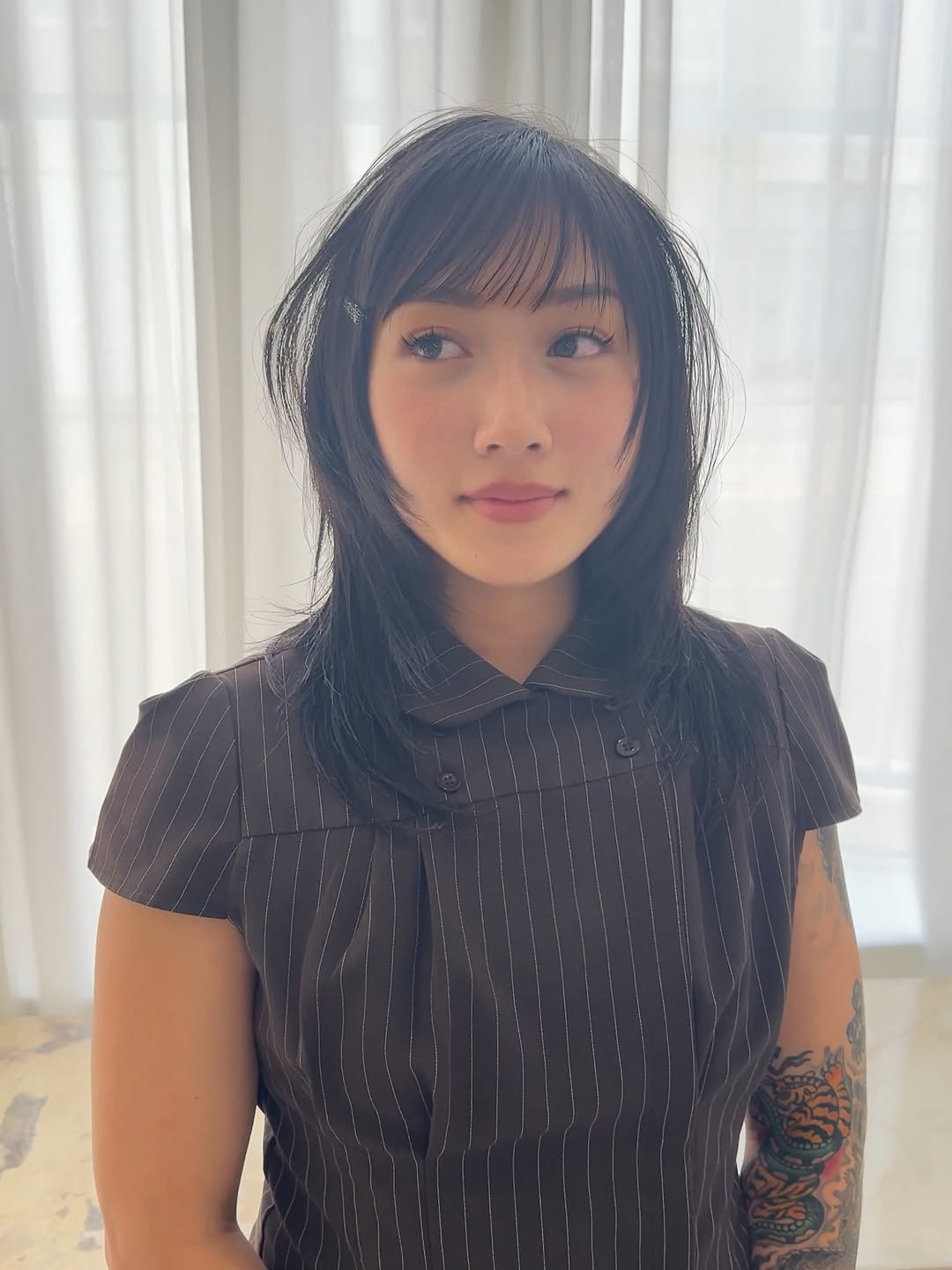 Shag cut with see-through bangs